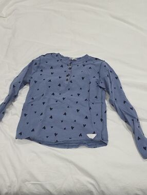 Fyi Girls' Blue Heart Print Long-Sleeve Top